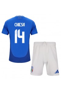 Italië Federico Chiesa #14 Babytruitje Thuis tenue Kind EK 2024 Korte Mouw (+ Korte broeken)